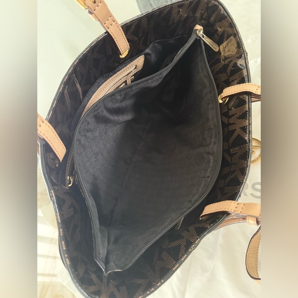 Michael Kors Black and Tan Signature Backpack - Picture 7 of 15